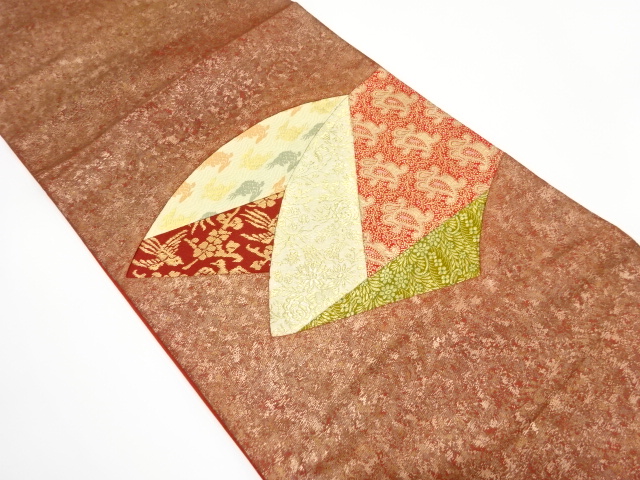 JAPANESE KIMONO / ANTIQUE FUKURO OBI / SILK / WOVEN RUGGED SHORE